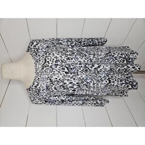 Rebecca Malone small grey blue & black with silver accents stretchy blouse